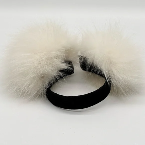 Luxury Arctic Fox Fur Earmuffs With Velvet Headband - Picture 4 of 5